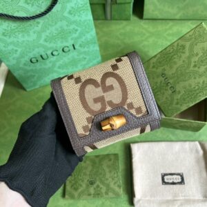 Gucci Diana  Canvas  Leather Compact Wallet