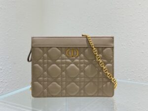 DIOR CARO ZIPPED POUCH WITH CHAIN
