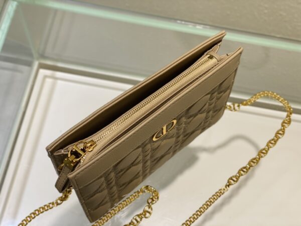 DIOR CARO ZIPPED POUCH WITH CHAIN