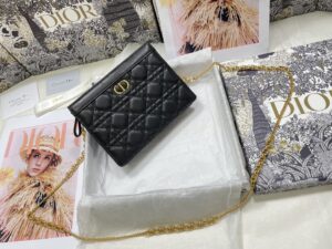 DIOR CARO ZIPPED POUCH WITH CHAIN