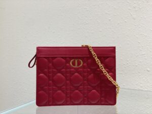 DIOR CARO ZIPPED POUCH WITH CHAIN