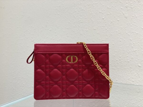 DIOR CARO ZIPPED POUCH WITH CHAIN