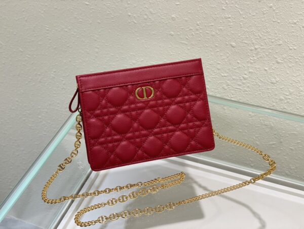 DIOR CARO ZIPPED POUCH WITH CHAIN