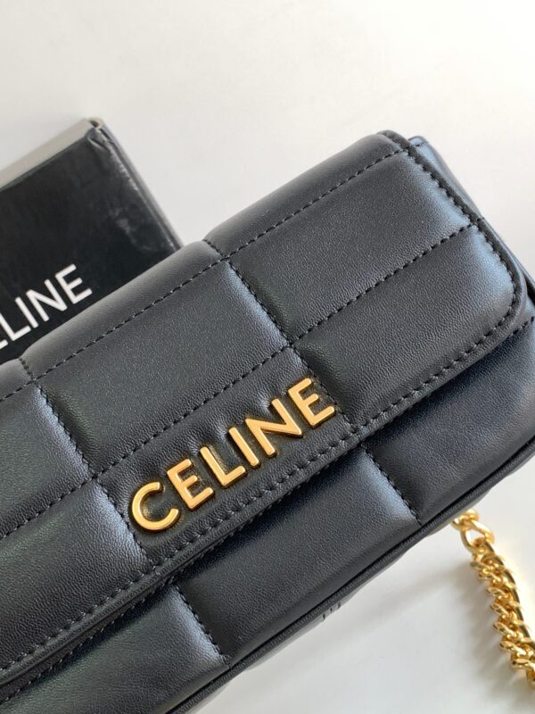 CELINE CHAIN SHOULDER BAG MATELASSE MONOCHROME CELINE IN QUILTED GOATSKIN