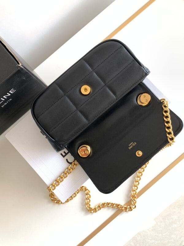 CELINE CHAIN SHOULDER BAG MATELASSE MONOCHROME CELINE IN QUILTED GOATSKIN