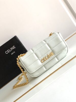 CHAIN SHOULDER BAG MATELASSE MONOCHROME CELINE IN QUILTED GOATSKIN