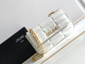 CELINE CHAIN SHOULDER BAG MATELASSE MONOCHROME
