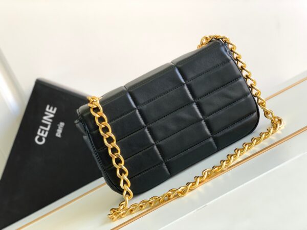 CELINE CHAIN SHOULDER BAG MATELASSE MONOCHROME
