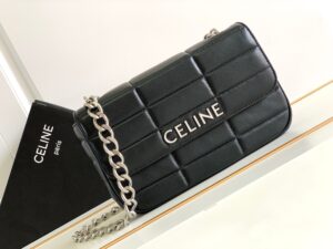 CELINE CHAIN SHOULDER BAG MATELASSE MONOCHROME