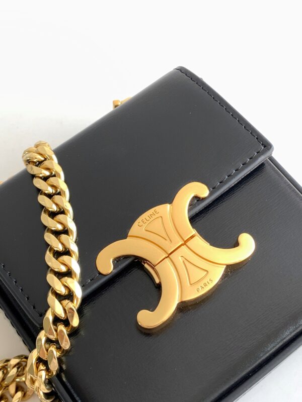 CELINE MINI BOX TRIOMPHE IN SHINY CALFSKIN BLACK