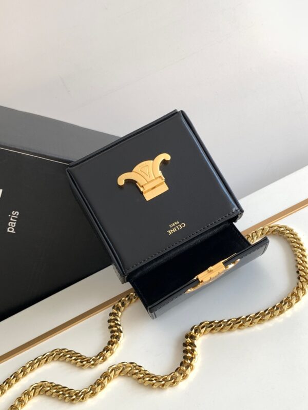 CELINE MINI BOX TRIOMPHE IN SHINY CALFSKIN BLACK