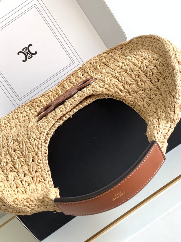 CELINE CLASSIC PANIER HOBO BAG IN RAFFIA AND CALFSKIN