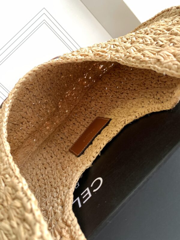 CELINE CLASSIC PANIER HOBO BAG IN RAFFIA AND CALFSKIN