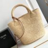 CELINE SUPPLE SMALL TRIOMPHE CELINE CLASSIC PANIER IN RAFFIA AND CALFSKIN