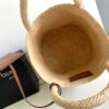 CELINE SUPPLE SMALL TRIOMPHE CELINE CLASSIC PANIER IN RAFFIA AND CALFSKIN