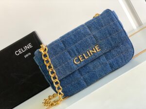 CELINE CHAIN SHOULDER BAG MATELASSE MONOCHROME