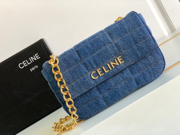CELINE CHAIN SHOULDER BAG MATELASSE MONOCHROME