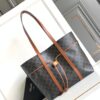 CELINE CABAS DRAWSTRING IN TRIOMPHE CANVAS AND CALFSKIN TAN