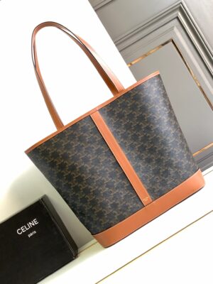 CELINE MEDIUM CABAS IN TRIOMPHE CANVAS AND CALFSKIN