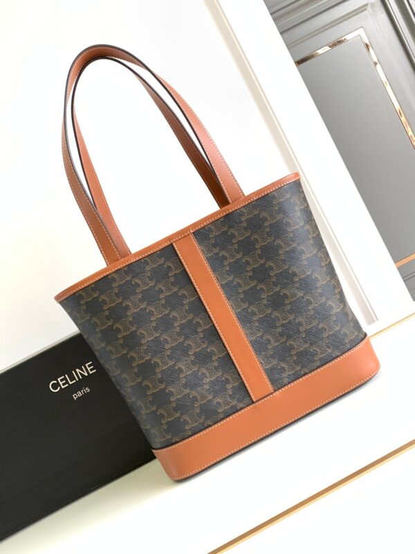 CELINE SMALL CABAS IN TRIOMPHE CANVAS AND CALFSKIN