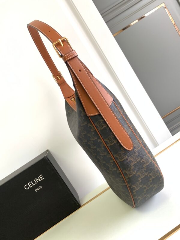 CELINE HELOISE BAG IN TRIOMPHE CANVAS AND CALFSKIN TAN