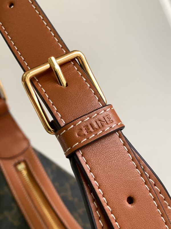 CELINE HELOISE BAG IN TRIOMPHE CANVAS AND CALFSKIN TAN