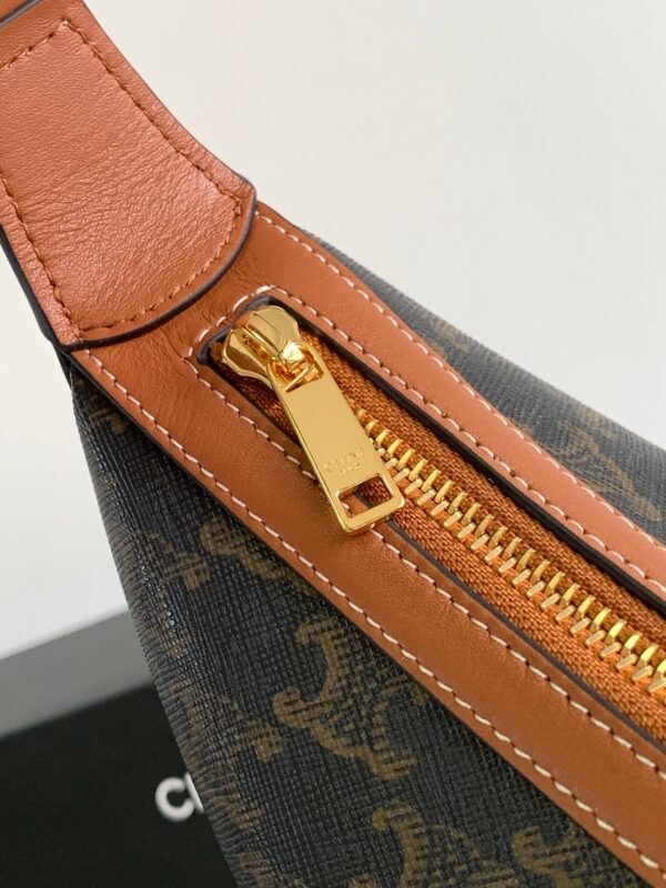 CELINE HELOISE BAG IN TRIOMPHE CANVAS AND CALFSKIN TAN