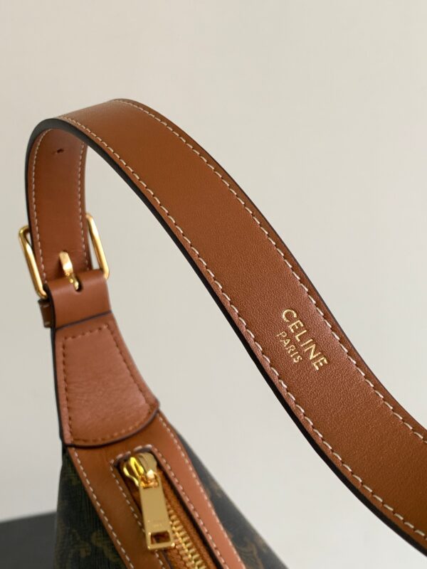 CELINE HELOISE BAG IN TRIOMPHE CANVAS AND CALFSKIN TAN