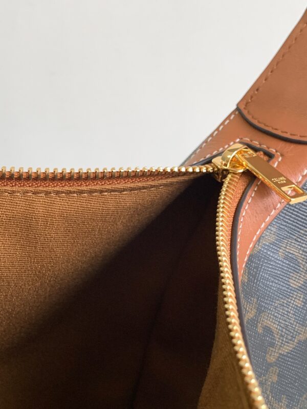 CELINE HELOISE BAG IN TRIOMPHE CANVAS AND CALFSKIN TAN