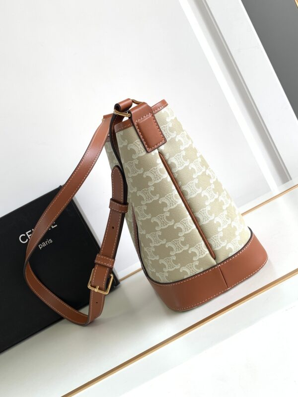 CELINE SMALL BUCKET IN TRIOMPHE CANVAS AND CALFSKIN