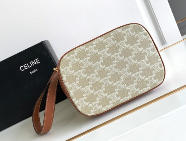 CELINE SMALL BUCKET IN TRIOMPHE CANVAS AND CALFSKIN