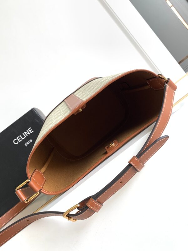 CELINE SMALL BUCKET IN TRIOMPHE CANVAS AND CALFSKIN