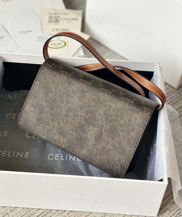 CELINE WALLET ON STRAP IN TRIOMPHE CANVAS AND SMOOTH LAMBSKIN TAN