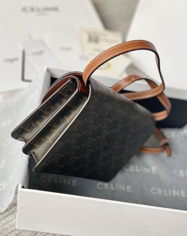 CELINE WALLET ON STRAP IN TRIOMPHE CANVAS AND SMOOTH LAMBSKIN TAN
