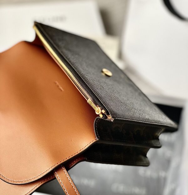 CELINE WALLET ON STRAP IN TRIOMPHE CANVAS AND SMOOTH LAMBSKIN TAN
