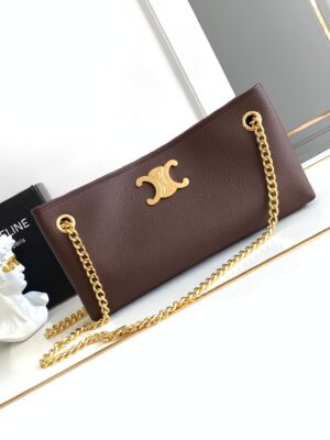 CELINE MEDIUM NEWSPAPER BAG IN SUPPLE CALFSKIN CHESTNUT
