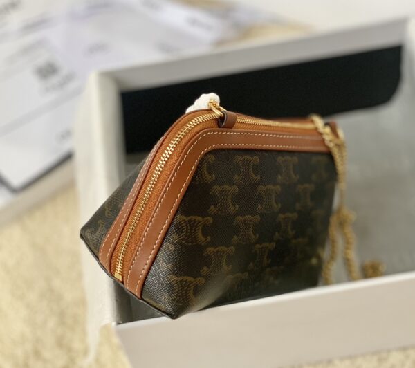 CELINE CLUTCH WITH CHAIN IN TRIOMPHE CANVAS AND LAMBSKIN