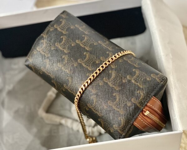 CELINE CLUTCH WITH CHAIN IN TRIOMPHE CANVAS AND LAMBSKIN