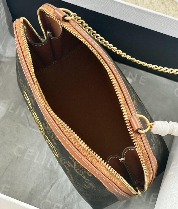 CELINE CLUTCH WITH CHAIN IN TRIOMPHE CANVAS AND LAMBSKIN