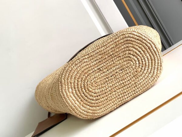 Celine MEDIUM SUPPLE CELINE CLASSIC PANIER IN RAFFIA AND CALFSKIN