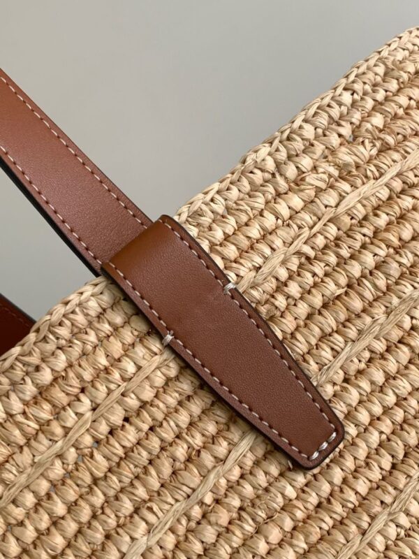 Celine MEDIUM SUPPLE CELINE CLASSIC PANIER IN RAFFIA AND CALFSKIN