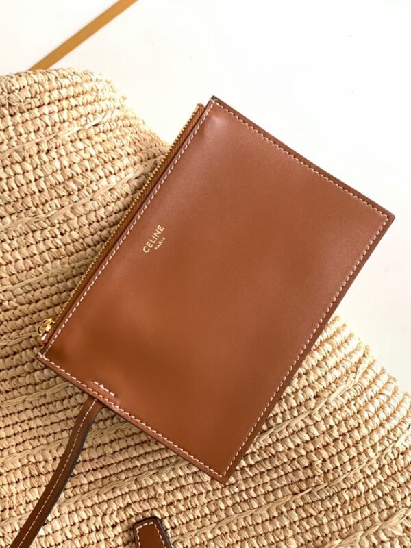 Celine MEDIUM SUPPLE CELINE CLASSIC PANIER IN RAFFIA AND CALFSKIN