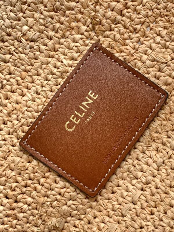 Celine MEDIUM SUPPLE CELINE CLASSIC PANIER IN RAFFIA AND CALFSKIN