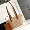 CELINE CELINE CLASSIC PANIER SMALL BRAIDED TRIOMPHE IN RAFFIA AND CALFSKIN TAN