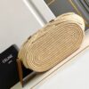 CELINE CELINE CLASSIC PANIER SMALL BRAIDED TRIOMPHE IN RAFFIA AND CALFSKIN TAN