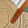 CELINE CELINE CLASSIC PANIER SMALL BRAIDED TRIOMPHE IN RAFFIA AND CALFSKIN TAN