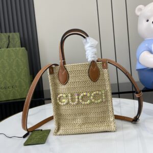 Gucci SUPER MINI STRAW-EFFECT BAG