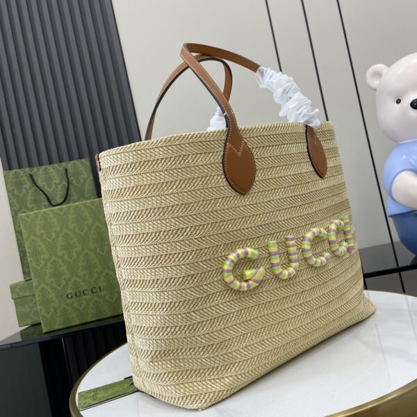 Gucci MEDIUM STRAW-EFFECT TOTE