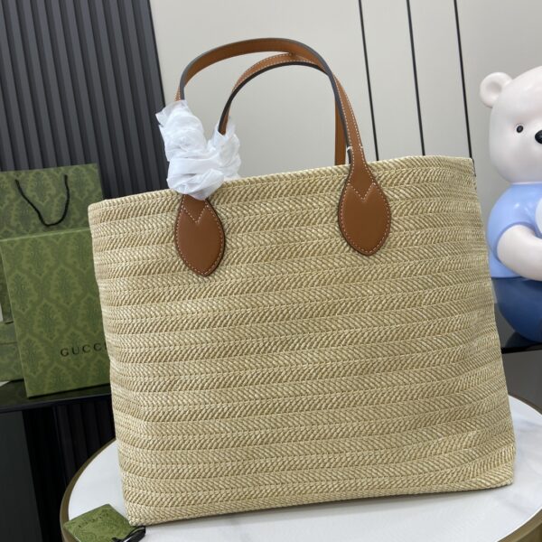 Gucci MEDIUM STRAW-EFFECT TOTE
