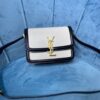 YSL SOLFERINO SMALL SATCHEL IN CANVAS AND BOX SAINT LAURENT LEATHER